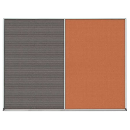 United Visual Products Double Door Radius Corkboard, 48"x36", Bla UV7003RC-BLACK-FORBO